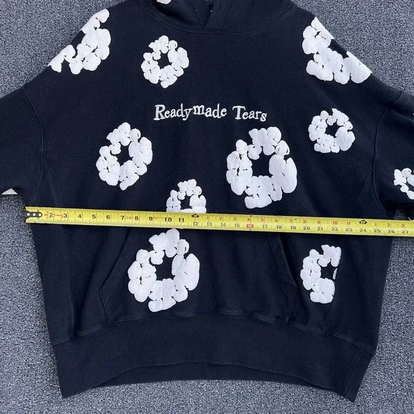 READY MADE X DENIM TEARS COLLAB Black Hoodie Size XL, No Drawstrings! - Picture 2 of 7
